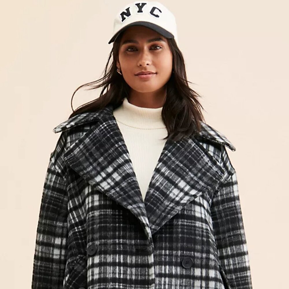 FREE PEOPLE Highlands Wool blend Peacoat in Salt & Pepper - Picture 5 of 8